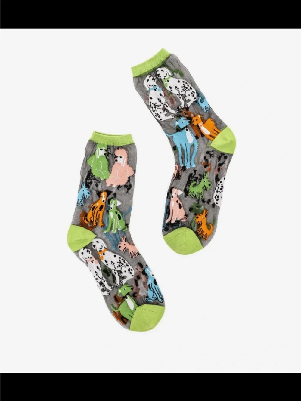 Sock Candy Dopamine Dogs Black Sheer Crew Sock. Price firm.